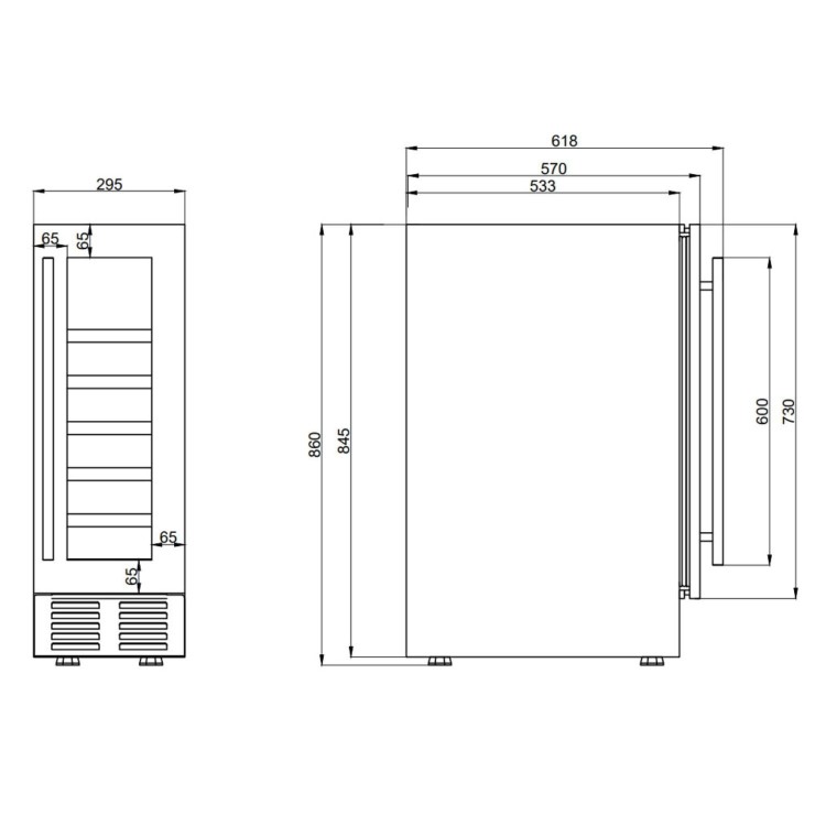 De Santii 19 Bottle Single Zone Built-In Wine Cooler - Stainless Steel