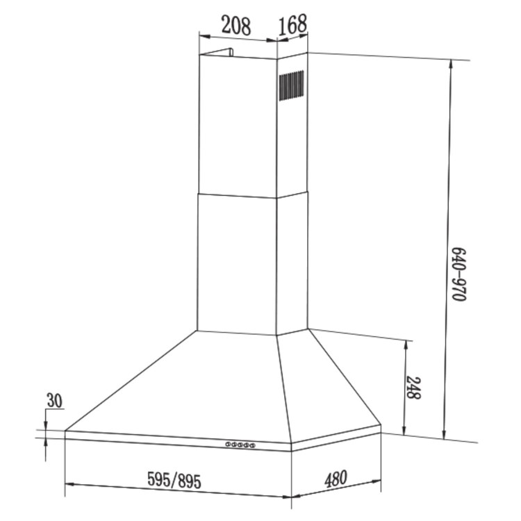 De Santii 60cm Chimney Cooker Hood - Stainless Steel