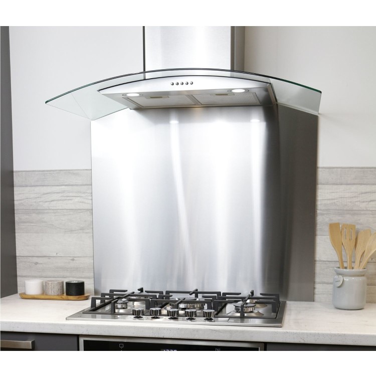 De Santii 600x750mm Curved Splashback - Stainless Steel