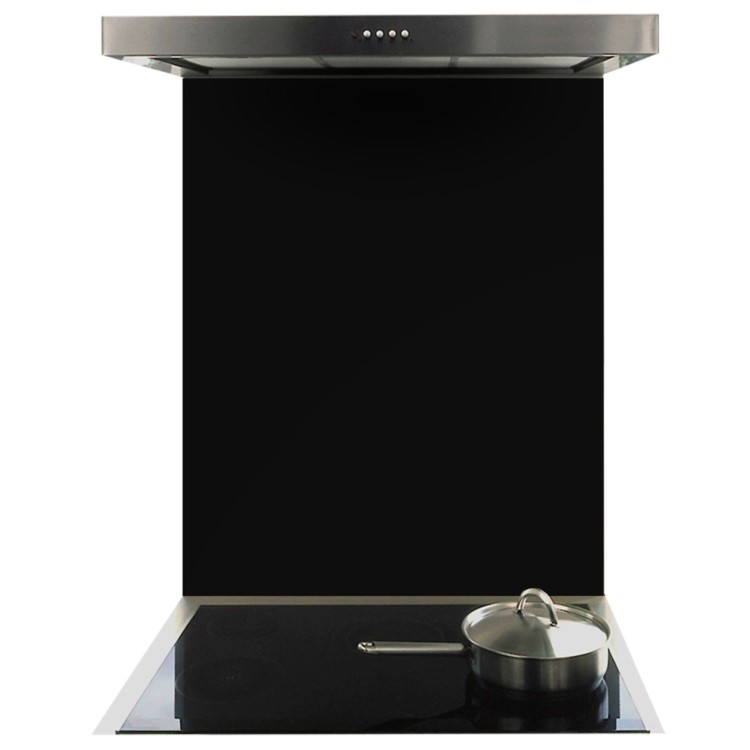 De Santii 700x750mm Toughened Glass Splashback - Matte Black