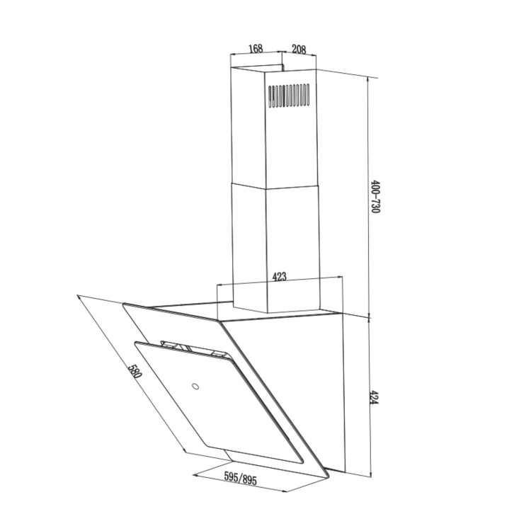 De Santii 90cm Chimney Cooker Hood - Black Glass