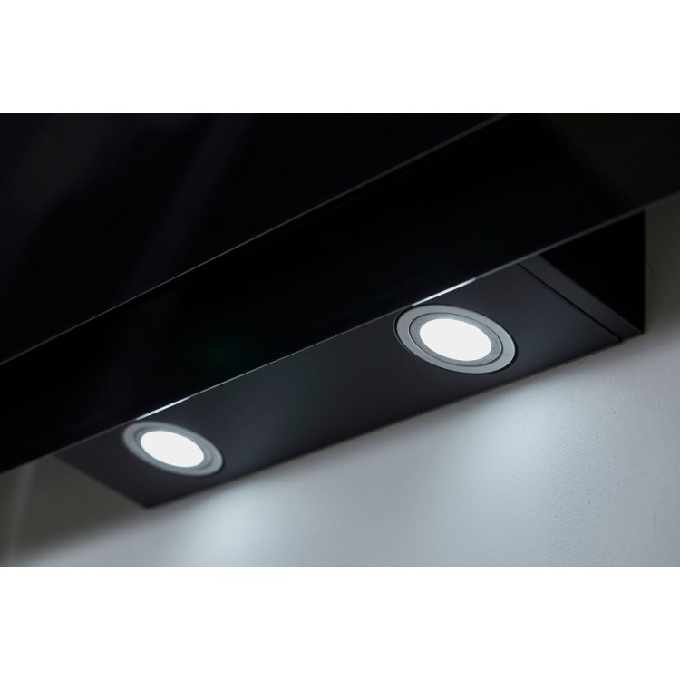 De Santii 90cm Chimney Cooker Hood - Black Glass