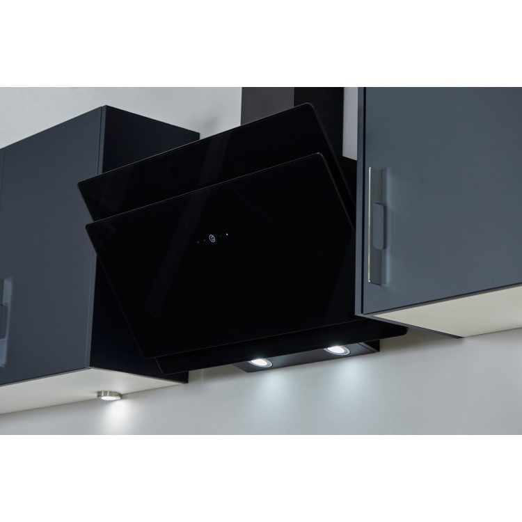 De Santii 90cm Chimney Cooker Hood - Black Glass