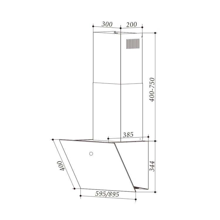 De Santii 90cm Angled Cooker Hood - Black