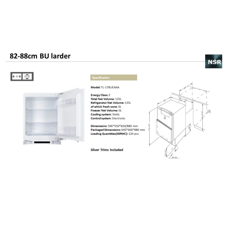 Refurbished De Santii DSBUF60 Integrated 95 Litre Freezer