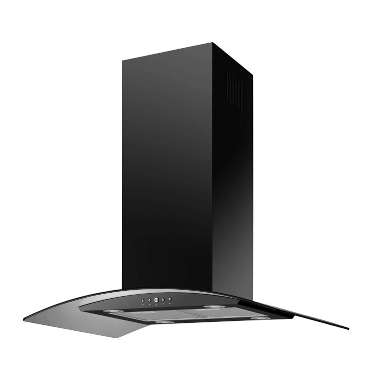 De Santii 90cm Curved Glass Island Cooker Hood - Black