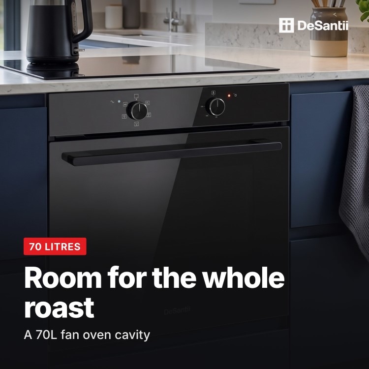 DeSantii Electric Fan Assisted Single Oven - Black