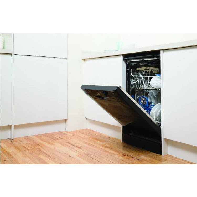 Indesit DSR15B1K 10 Place Slimline Freestanding Dishwasher - Black