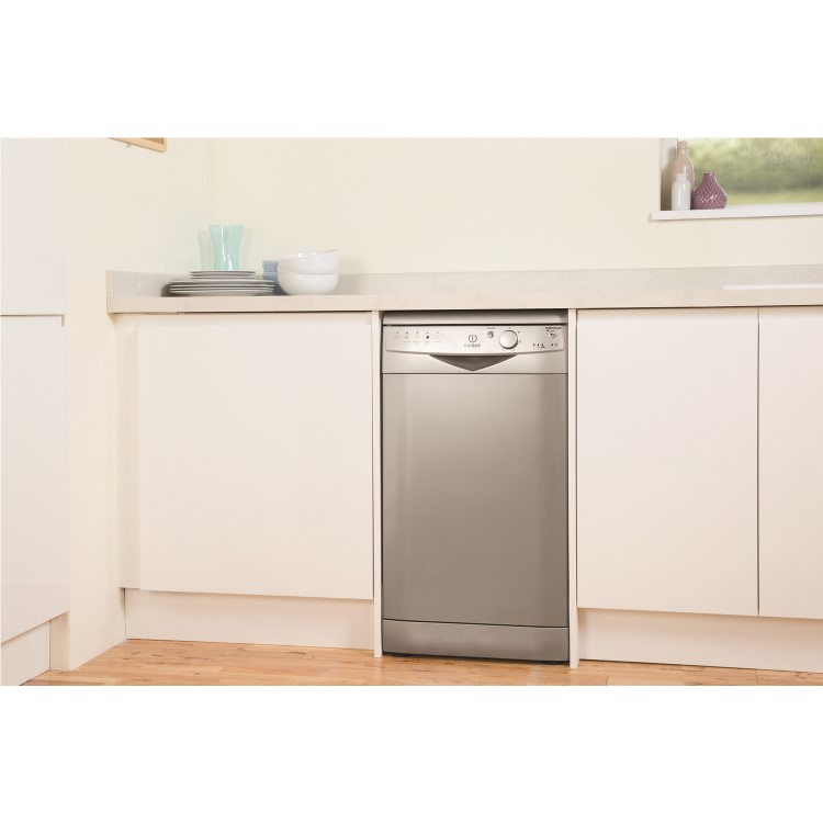 Indesit DSR15B1S 10 Place Slimline Freestanding Dishwasher - Silver
