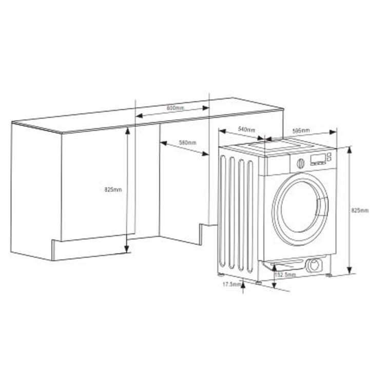 De Santii 7kg 1400rpm Integrated Washing Machine - White