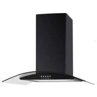 De Santii 60cm Curved Glass Chimney Hood - Black