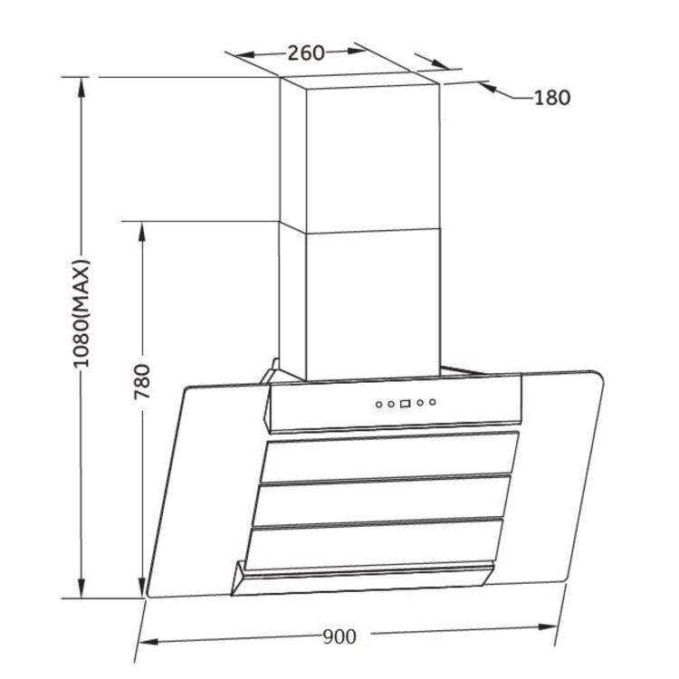 De Santii 90cm Angled Cooker Hood - Stainless Steel