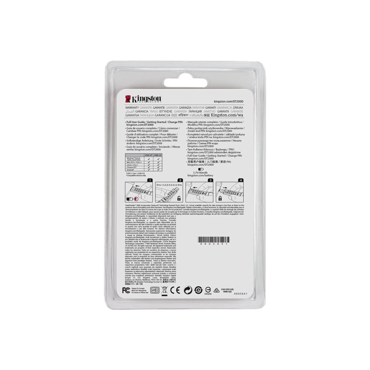 Kingston DataTraveler 2000 - USB flash drive - encrypted - 32 GB - USB 3.1