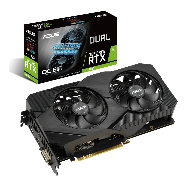 Asus DUAL RTX2060 OC EVO 6GB DDR6 DVI 2 HDMI DP 1785MHz Clock Overclocked