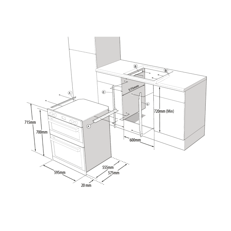 Indesit DUI10DB Electric Built Under Double Oven - Black  