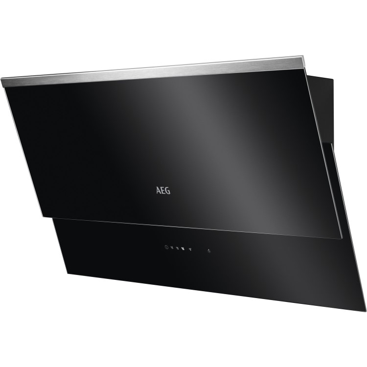 Refurbished AEG DVB5860B 80cm Angled Cooker Hood Black Glass