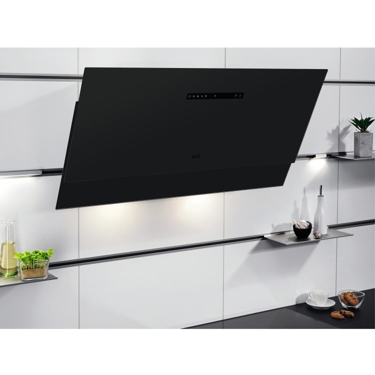 Refurbished AEG DVE5971HR 90cm Angled Cooker Hood Black