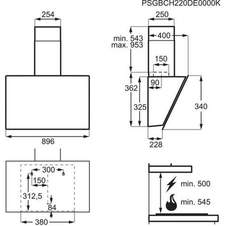AEG 6000 Series 90cm Angled Cooker Hood with Hob2Hood - Black