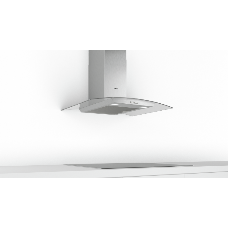 Refurbished Bosch Series 2 DWA94BC50B 90cm Curved Glass Chimney Cooker Hood Stainless Steel