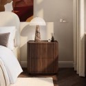 DWE001 Walnut Ribbed 2 Drawer Bedside Table - Fully Assembled - Drew