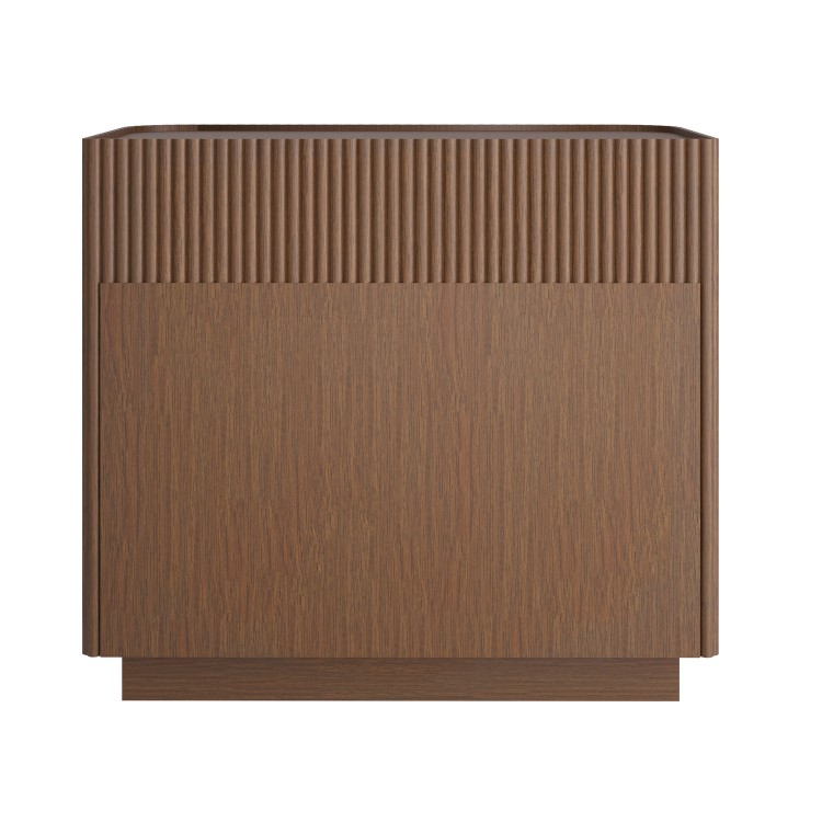 Walnut Ribbed 3 Drawer Chest of Drawers - Fully Assembled - Drew