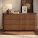 Walnut Ribbed 6 Drawer Wide Chest of Drawers - Fully Assembled - Drew