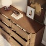 Walnut Ribbed 6 Drawer Wide Chest of Drawers - Fully Assembled - Drew