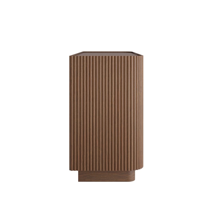 Walnut Ribbed 6 Drawer Wide Chest of Drawers - Fully Assembled - Drew