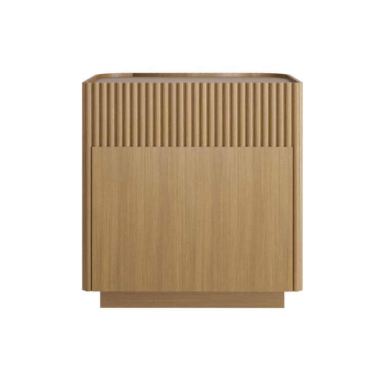 Natural Oak Ribbed 2 Drawer Bedside Table - Fully Assembled - Drew