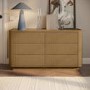 Natural Oak Ribbed 6 Drawer Large Chest of Drawers - Fully Assembled - Drew