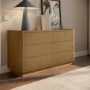 Natural Oak Ribbed 6 Drawer Large Chest of Drawers - Fully Assembled - Drew