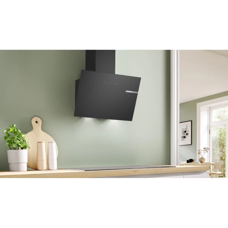 Refurbished Bosch Series 2 DWK65DK60B 60cm Angled Chimney Cooker Hood Black