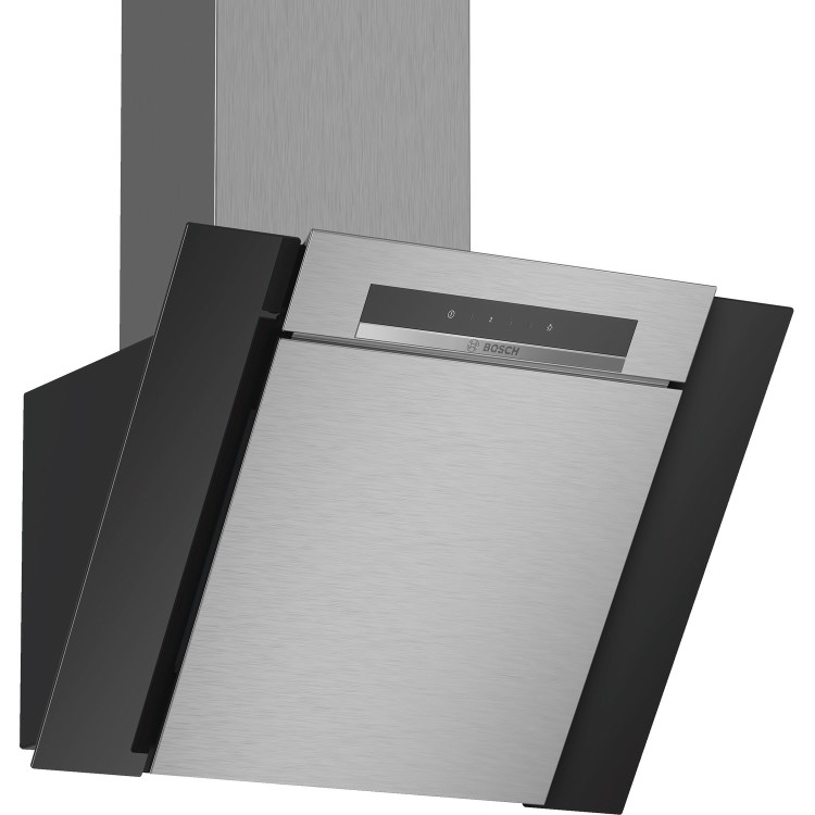 Bosch DWK67BM60B Serie 4 Touch Control 60cm Angled Cooker Hood - Stainless Steel And Black Glass