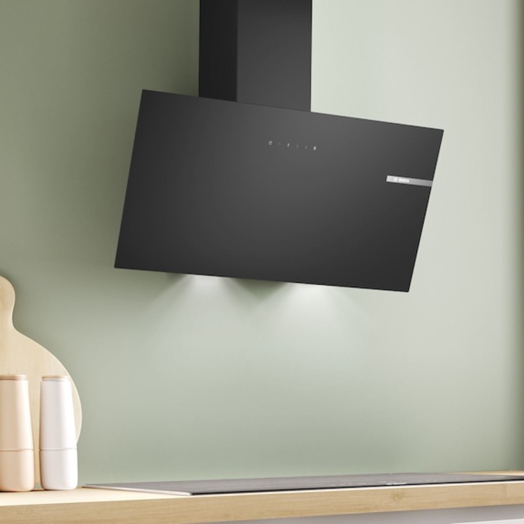 Refurbished Bosch Series 2 DWK85DK60B 80cm Angled Chimney Cooker Hood Black