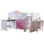 White and Pink Mid Sleeper Cabin Bed with Storage and Desk - Dynamo