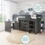 Dark Grey Mid Sleeper Cabin Bed with Storage and Desk - Dynamo 