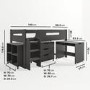 Dark Grey Mid Sleeper Cabin Bed with Storage and Desk - Dynamo 