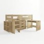 Oak Mid Sleeper Cabin Bed with Storage and Desk - Dynamo