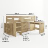 Oak Mid Sleeper Cabin Bed with Storage and Desk - Dynamo