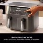 Ninja DZ300UK Dual Zone 6-in-1 7.6L Air Fryer  Gun Metal Grey  Twin Baskets for Healthy Crispy Cooking