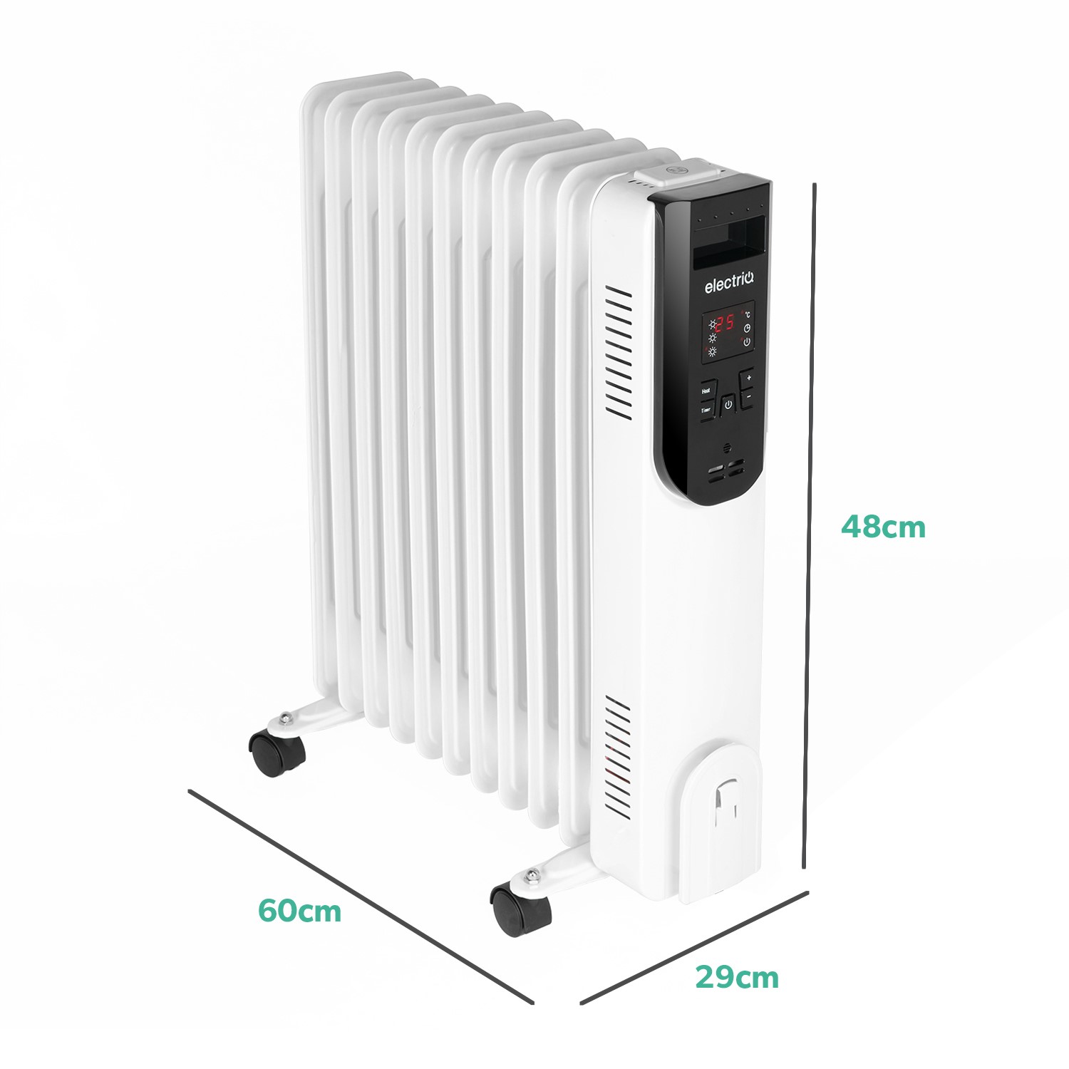 electriQ 2.5kw Smart WiFi Alexa Oil Filled Radiator 11 Fin 24 hour and