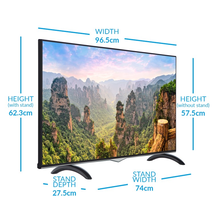 Ex Display - electriQ 43" 4K Ultra HD Smart HDR LED TV with Dolby Vision and Freeview Play