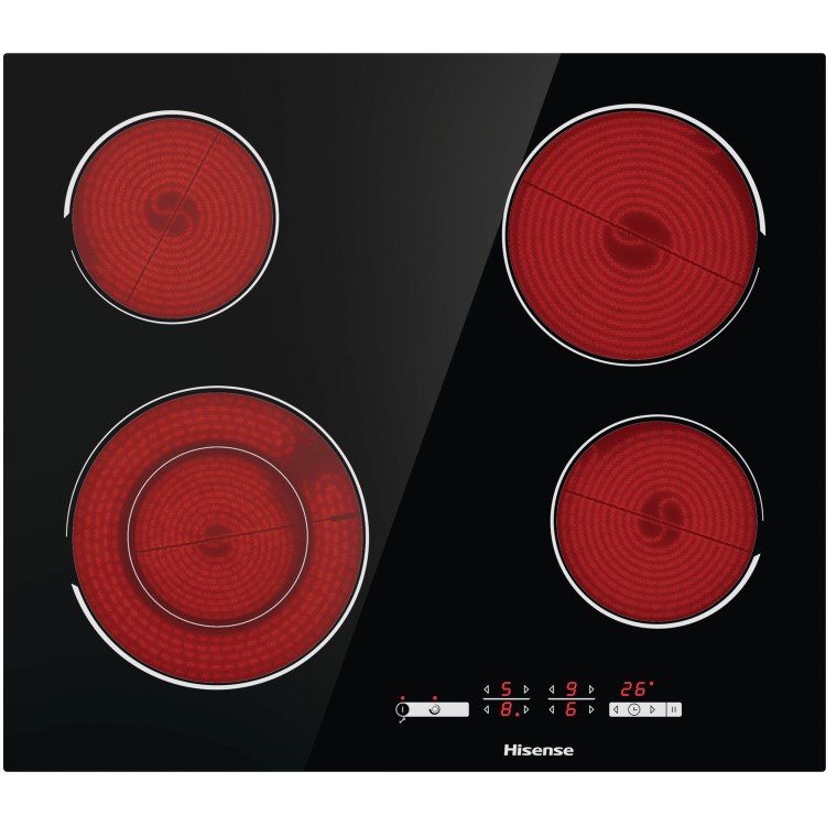 Refurbished Hisense E6432C 60cm Touch Control Ceramic Hob With Double Ring Zone Black