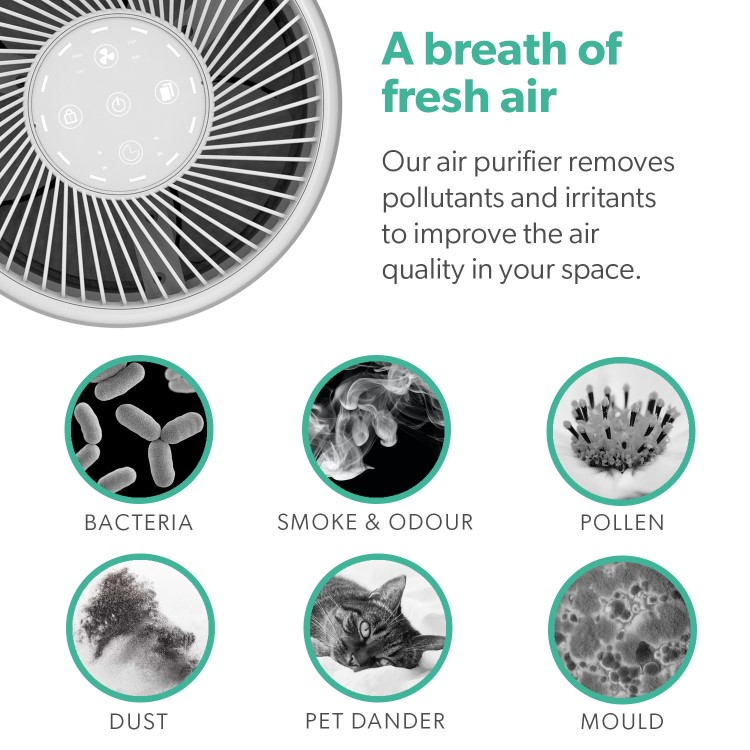 Refurbished electriQ 360 Degree Air Purifier Smart WiFi Alexa with Air Quality Sensor and HEPA Carbon filters for rooms up to 40 sqm