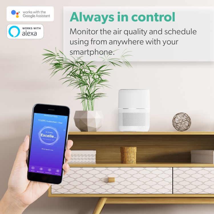 Refurbished electriQ 360 Degree Air Purifier Smart WiFi Alexa with Air Quality Sensor and HEPA Carbon filters for rooms up to 40 sqm