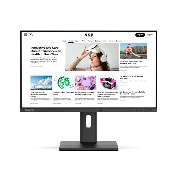 HANNspree 23.8" Hybri Paperlike TN Transflective LCD Full HD Eye-Care USB-C Height-Adjustable Monitor
