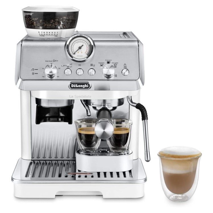 Delonghi La Specialista Arte Espresso Coffee Machine with Integrated Burr Grinder - White