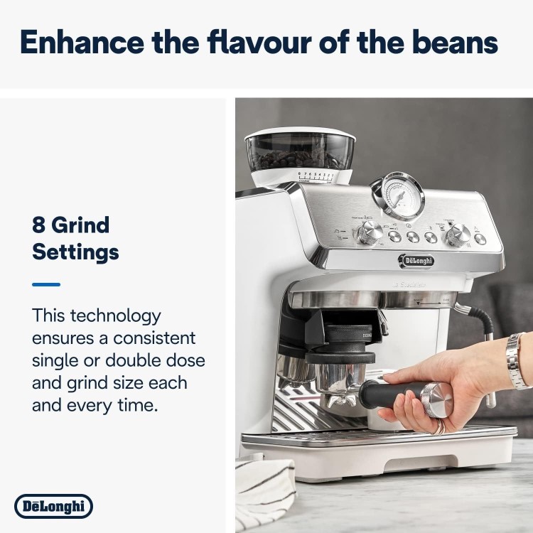 Delonghi La Specialista Arte Espresso Coffee Machine with Integrated Burr Grinder - White