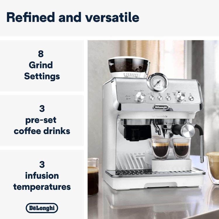 Delonghi La Specialista Arte Espresso Coffee Machine with Integrated Burr Grinder - White