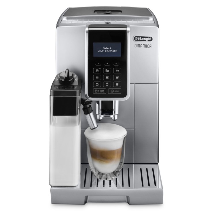 DeLonghi Dinamica Fully Automatic Bean to Cup Coffee Machine - Silver - Includes Free Set of 6 Cappucino Glasses Worth £56.99